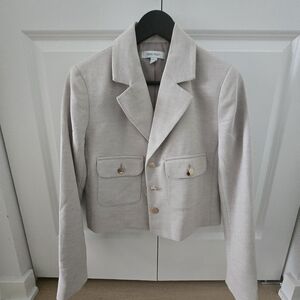 Nine West Cropped Textured Blazer in Light Beige